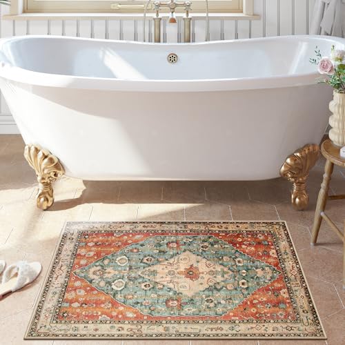 Felice Boho Tribal 2x3 Washable Small Rugs for Entryway Doormat Indoor Entrance (6 Sq Ft)