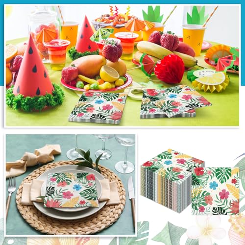 60 Pcs Hawaiian Cocktail Paper Napkins 6.5 x 6.5 Inches