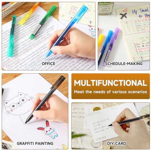 Fine Point Colored Pens 12 Colors 0.5mm Gel Ballpoint Pens Assorted Colors Liquid Ink Pens No Smear Vibrant Colorful Writing for Journaling Note Taking Doodling Coloring Office School Supplies (12 Count)