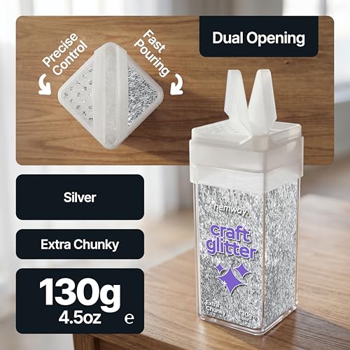 Craft Glitter Shaker Silver 130g Extra Chunky (4.5 Ounce)