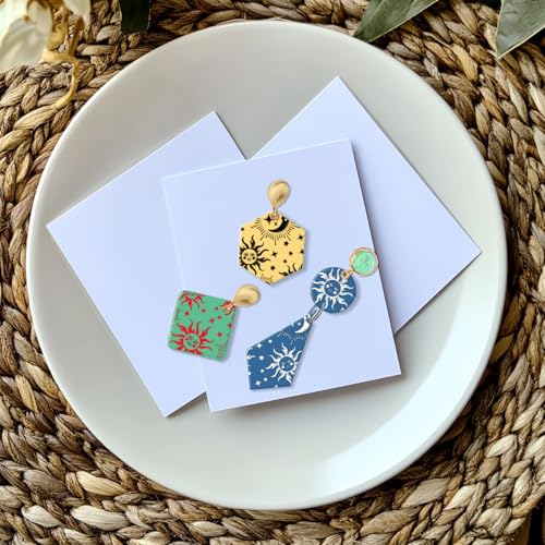 Sun Moon Stars Polymer Clay Texture Sheets Silicone Texture Stamp Clay Texture Mat Modeling Pattern Pad Texture Sheets for Jewelry and Clay Earrings Tools