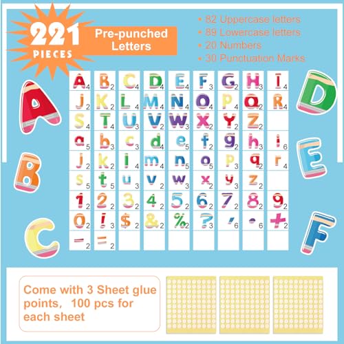 221 Pcs Colorful Pencil Bulletin Board Letters for Classroom (221 Count)