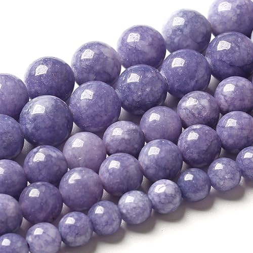 8MM Lavender Purple Chalcedony Natural Stone Round Loose Beads for Jewelry Making and Crafting 45pcs 1 Strands 16"