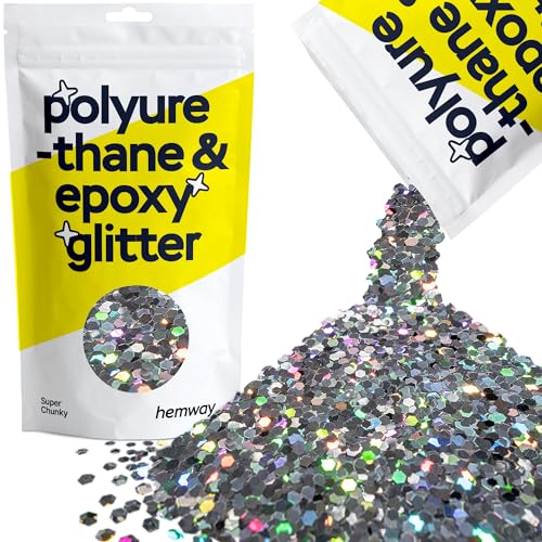Resin Glitter Gun Metal Grey Holographic 100g Super Chunky (3.5 Ounce)