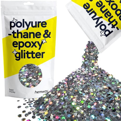 Resin Glitter Gun Metal Grey Holographic 100g Super Chunky (3.5 Ounce)