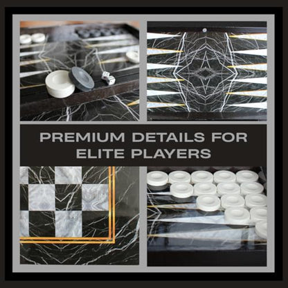 Park&Oz Premium Turkish Backgammon and Checkers Set 19 Inch Handmade 2 in 1 Wooden Board Game with Glossy Finish Luxury Checkers and Dice Travel Friendly and Foldable