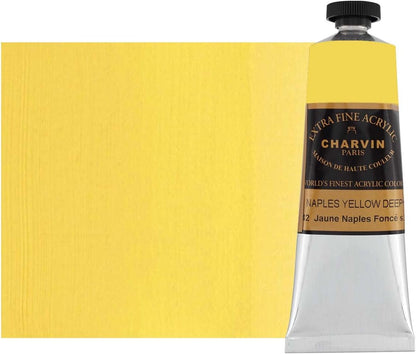 Charvin Extra Fine Professional Acrylic Paint - Naples Yellow Deep, 60ml Tube, Triple-Milled, Lightfast Pigments, Open Stock Artist Acrylic Paints in Nature-Inspired Hues