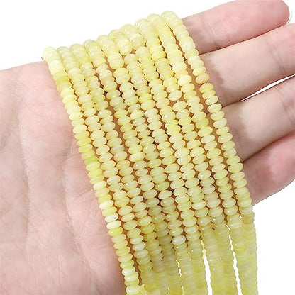 Natural Lemon Jade Disk Stone Beads 4x2mm 160pcs Rondelle Loose Semi Gemstone Beads for Jewelry Making Design (160 Count)