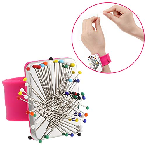 Magnetic Wrist Sewing Pincushion with 100 Pcs 1.5" Pins (101 Count)