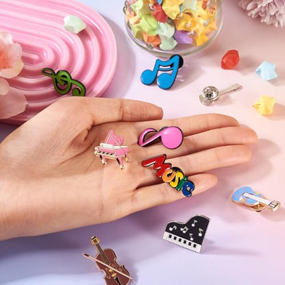 Beadthoven 9pcs Musical Instrument Badge Brooch Pins Fashion Metal Music Notes Symbols Enamel Lapel Pin Backpack Clothes Jewelry Gift Cute Cartoon Pin for for DIY Backpacks Bags Jackets Hat Decoration