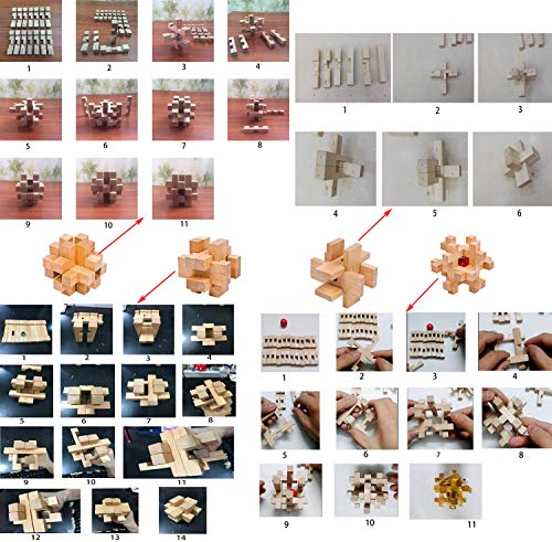 18 Pack Large Wooden Brain Teaser Puzzles Wooden Burr Puzzles Brain Teaser Puzzle with Gift Packing Box Magic Puzzle Games Toys Stocking Stuffers Party Favors for Kids and Adults (18 Count)