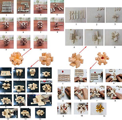 18 Pack Large Wooden Brain Teaser Puzzles Wooden Burr Puzzles Brain Teaser Puzzle with Gift Packing Box Magic Puzzle Games Toys Stocking Stuffers Party Favors for Kids and Adults (18 Count)
