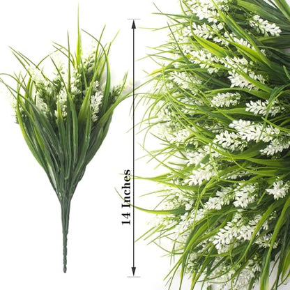 20 Bundles Artificial Plants Outdoor Fake Monkey Grass with Flowers (20 Count)