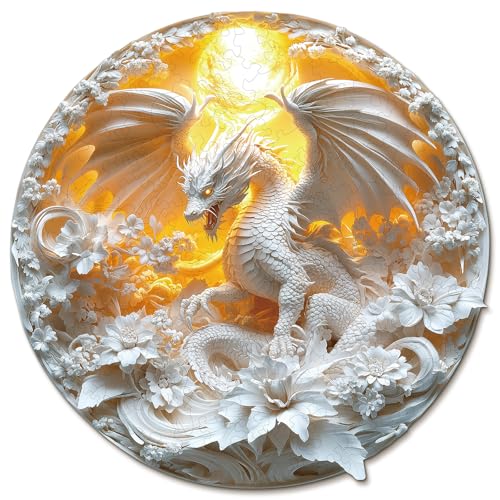 Wooden Puzzles Adults Fierce Dragon Jigsaw Puzzle 11.3*11.2in (192 Count)