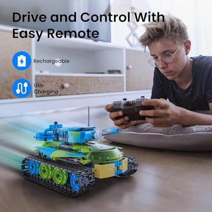 Robot Car Building Kit with Remote Control STEM Gift for Boys 8 (662 Count)