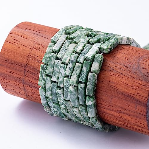 Natural African Jade Rectangle Tube Beads 4x13mm 38cm (28 Count)