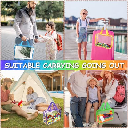 6 Colors Large Toy Storage Bags Reusable Clear Toy Organizer with Labels (6 Count)