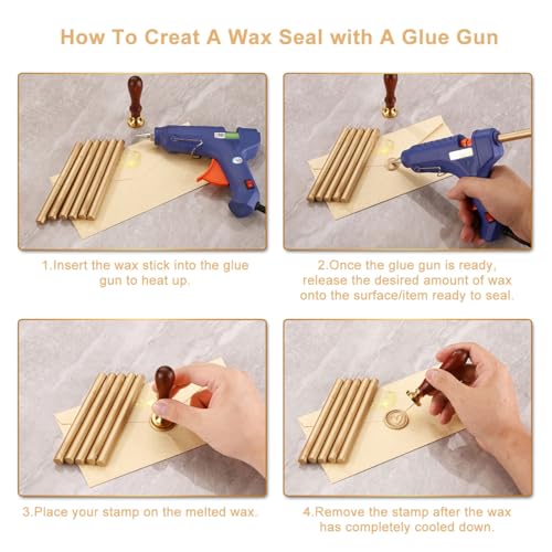 15Pcs Light Gold Glue Gun Sealing Wax Sticks for Wax Seal Stamp (15 Count)