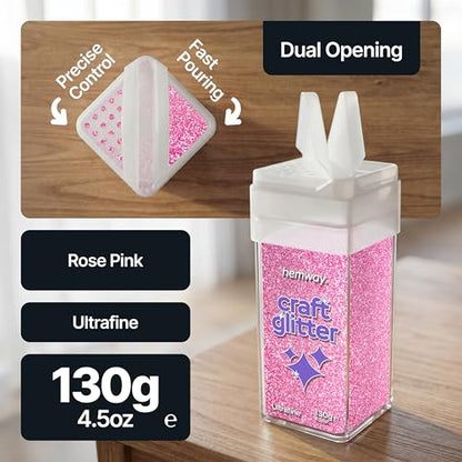 Craft Glitter Shaker Rose Pink 130g Ultrafine (4.5 Ounce)