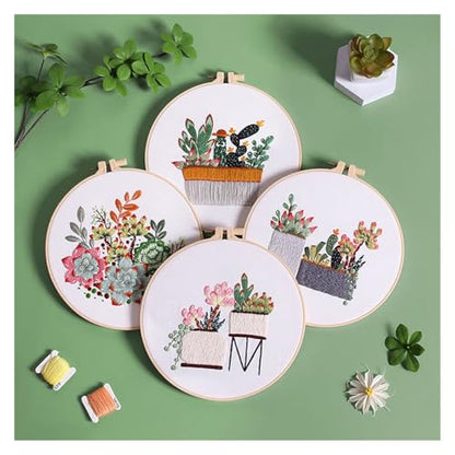 Embroidery Starter Kit Leisure Life Series Starter for Adult Stamped Pattern with Instructions Crafts for Adults