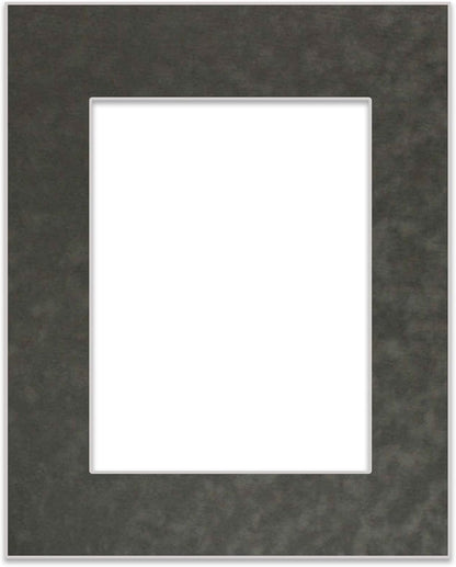 11x14 Mat Bevel Cut for 8.5x11 Photos - Acid Free Dark Grey Suede Precut Matboard With Backing Board and Crystal Clear, Self Seal Photo Mat Bag - For Pictures, Photos, Framing - 4-ply Thickness