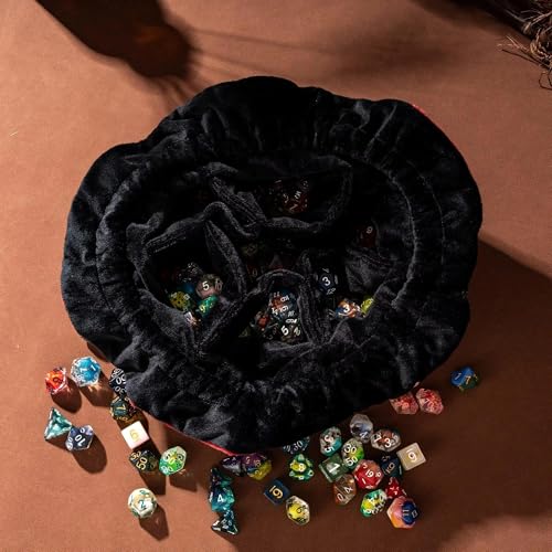 Large Dice Bags with Pockets Red Storage Bag for DND RPG Games