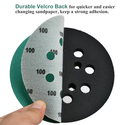 5-Inch 8-Hole Wet Dry Sanding Discs 100 Grit Sandpaper, 50-Pack (50 Count)