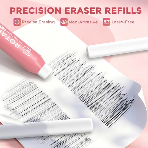 Rotary Retractable Eraser with 5 PCS Refills (6 Count)