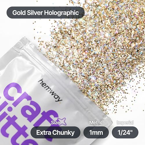 Craft Glitter Gold Silver Holographic 100g Extra Chunky Glitter (3.5 Ounce)