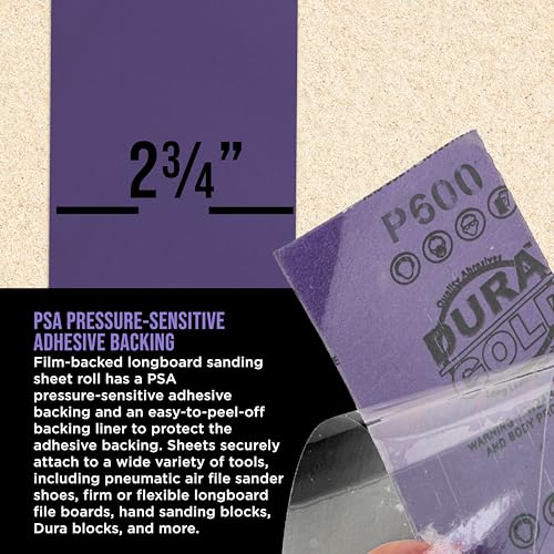 Premium 600 Grit PSA Purple Film Ceramic Longboard Sandpaper (60 Foot)