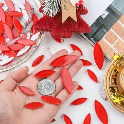 Red Leaf Mosaic Tiles for Crafts