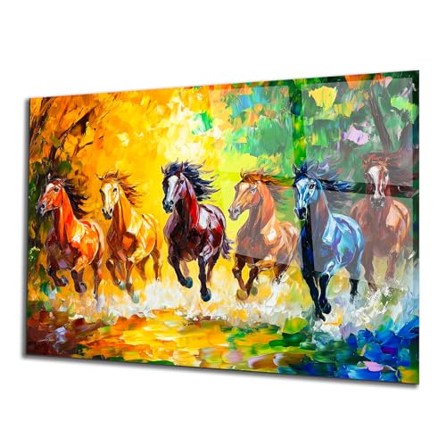 Horse Glass Wall Art Oil Painting for Living Room