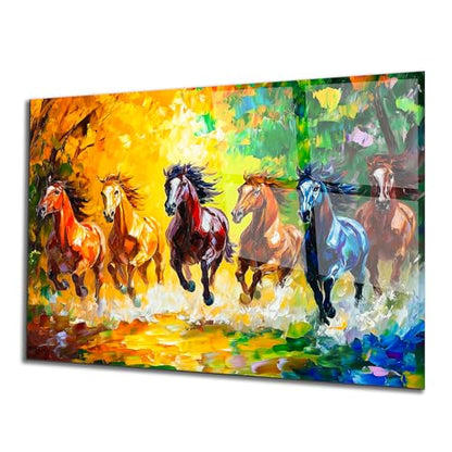 Horse Glass Wall Art Oil Painting for Living Room