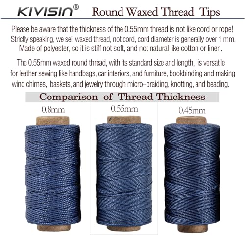 Round Polyester Waxed Thread 0.55mm (12 Color)