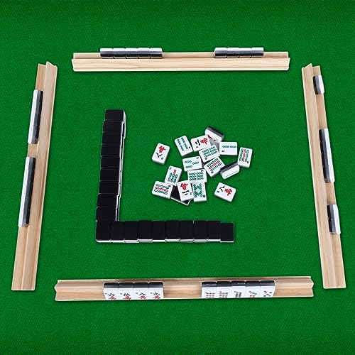 Wooden Mahjong Tiles Trays (4 Count)