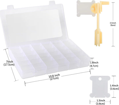 Epesl Embroidery Floss Organizer Box Tools - Bobbin Winder, 1 Removable 36 Compartments with 120 Floss Bobbins and Stickers for Craft DIY Cross Stitch Thread Sewing Bead Jewelry Diamonds Storage