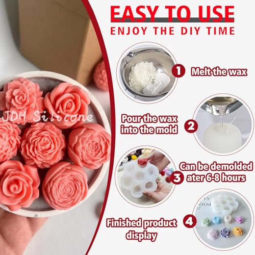 7 Cavity Flower Silicone Molds Valentine's Day Candle Mold Candle Fondant