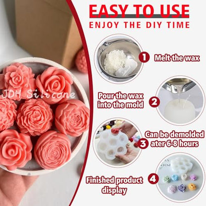 7 Cavity Flower Silicone Molds Valentine's Day Candle Mold Candle Fondant