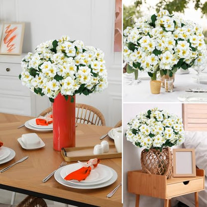 6 Pcs Artificial Geranium Flowers for Outdoors Geranium Silk Flowers Outdoor UV Resistant Garden Plants Faux Flowers for Home Kitchen Table Centerpieces Decor