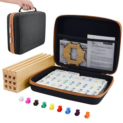 Bucher & Rossini Mexican Train Dominoes Set with Numbers with 4 Racks (91 Count)