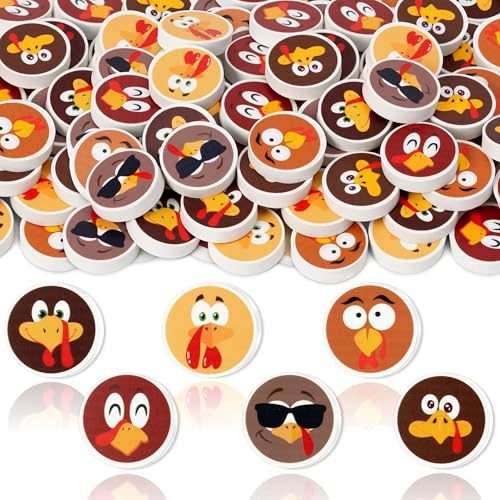 60Pcs Thanksgiving Mini Erasers Bulk Cute Cartoon Turkey Pencil Erasers 3D Assorted Novelty Stationery for Student Classroom Prizes Homework Rewards Autumn Party Goodies Filling Supplies (60 Count)