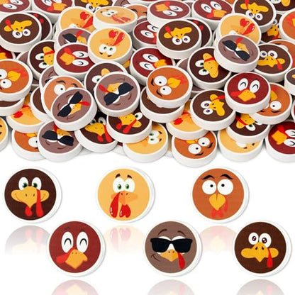 60Pcs Thanksgiving Mini Erasers Bulk Cute Cartoon Turkey Pencil Erasers 3D Assorted Novelty Stationery for Student Classroom Prizes Homework Rewards Autumn Party Goodies Filling Supplies (60 Count)