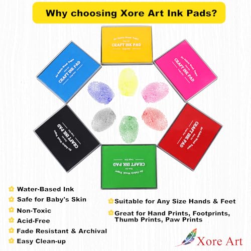 5"x4'' Large Ink Pad Washable Stamp Ink Pad for Baby Footprint Handprint with 30ml Premium Refill Ink