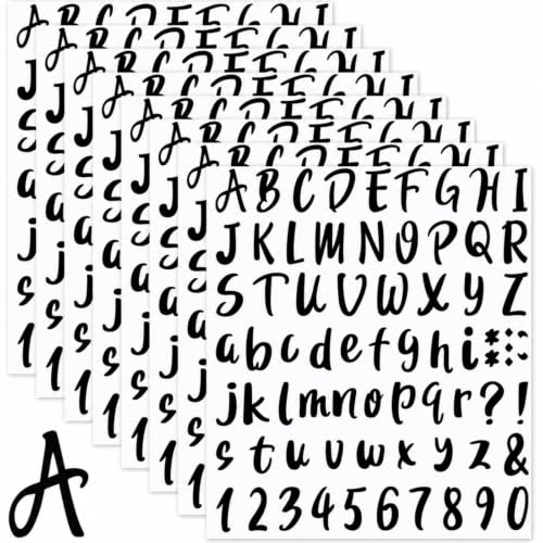 576 Pcs 8 Sheets Letters Stickers Vinyl Alphabet Number Decals Back to School Supplies for Water Bottles Cups Mailbox Scrapbooking Bulletin Board Classroom Decor
