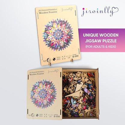 Wooden Puzzles for Adults Diamond Mandala 200 Pieces 11.1x11.2 in (200 Count)