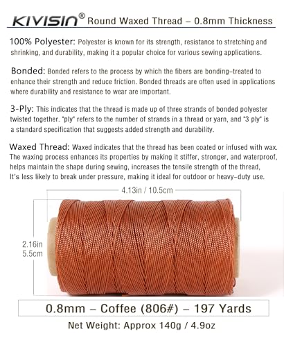 Bonded 0.8mm Round Waxed Polyester Cord (588 Foot)