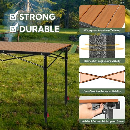 Portable Outdoor Adjustable Height Camping Table