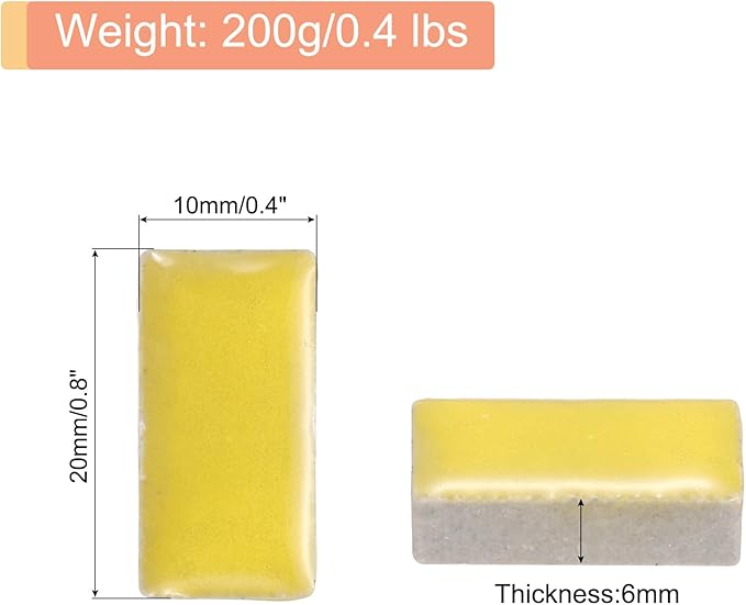 MECCANIXITY 200g Ceramic Mosaic Tiles for Crafts Bulk, Rectangle Yellow Ceramic Tiles for Mosaic Kits Garden Stepping Stone Cup Mat