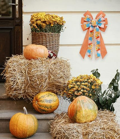 2 Rolls Fall Pumpkins Leaves Ribbons for Bows