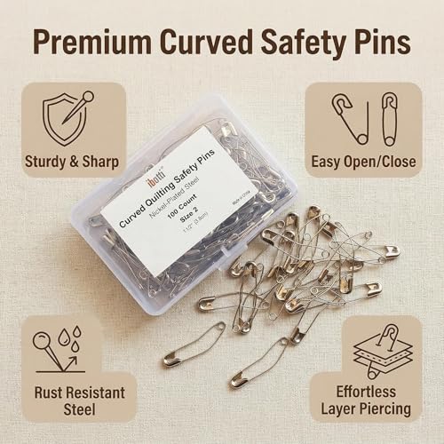Curved Safety Pins for Quilting (100 Count)